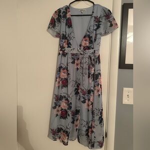 Charlotte Russe Blue Floral Midi Dress